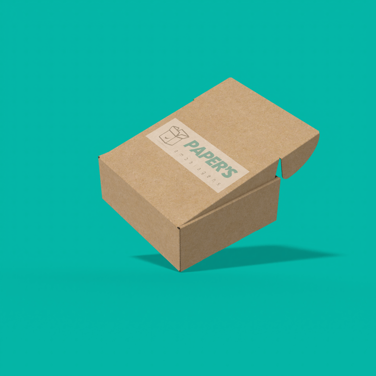 Caixa kraft personalizada com logotipo Papers Embalagens